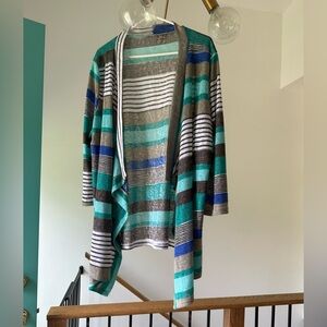 Lightweight Striped Open Front Cardigan